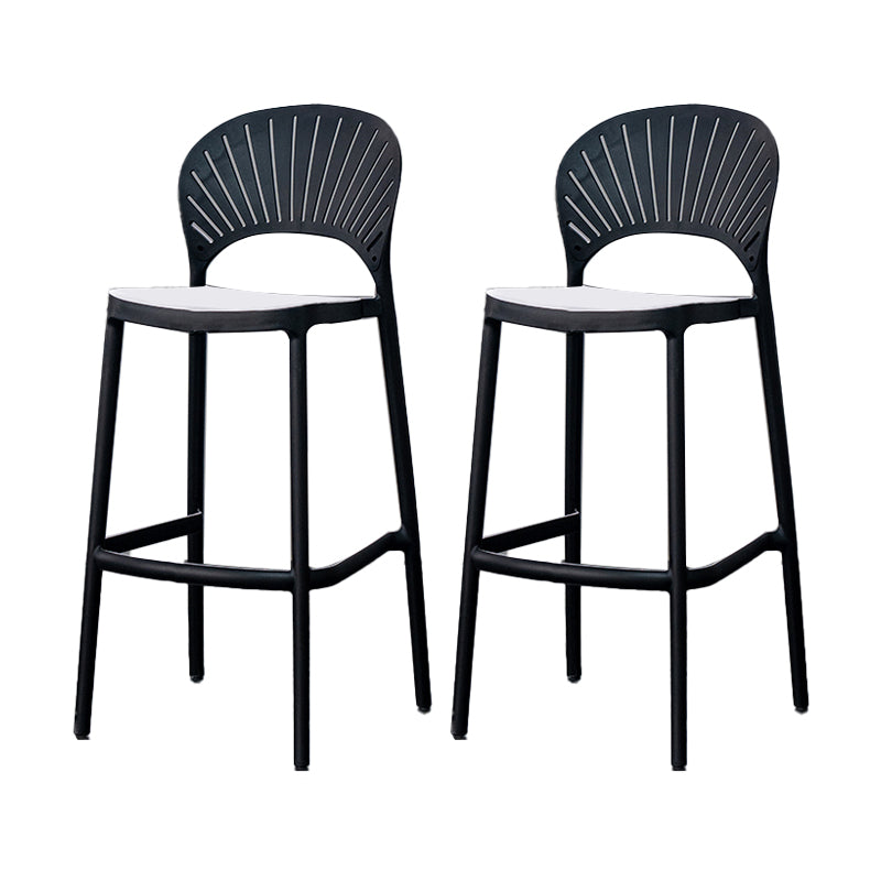 Backrest Armless Counter Stool Industrial Plastic Bar Stool with 4 Legs