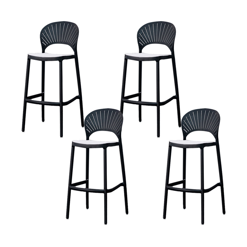 Backrest Armless Counter Stool Industrial Plastic Bar Stool with 4 Legs