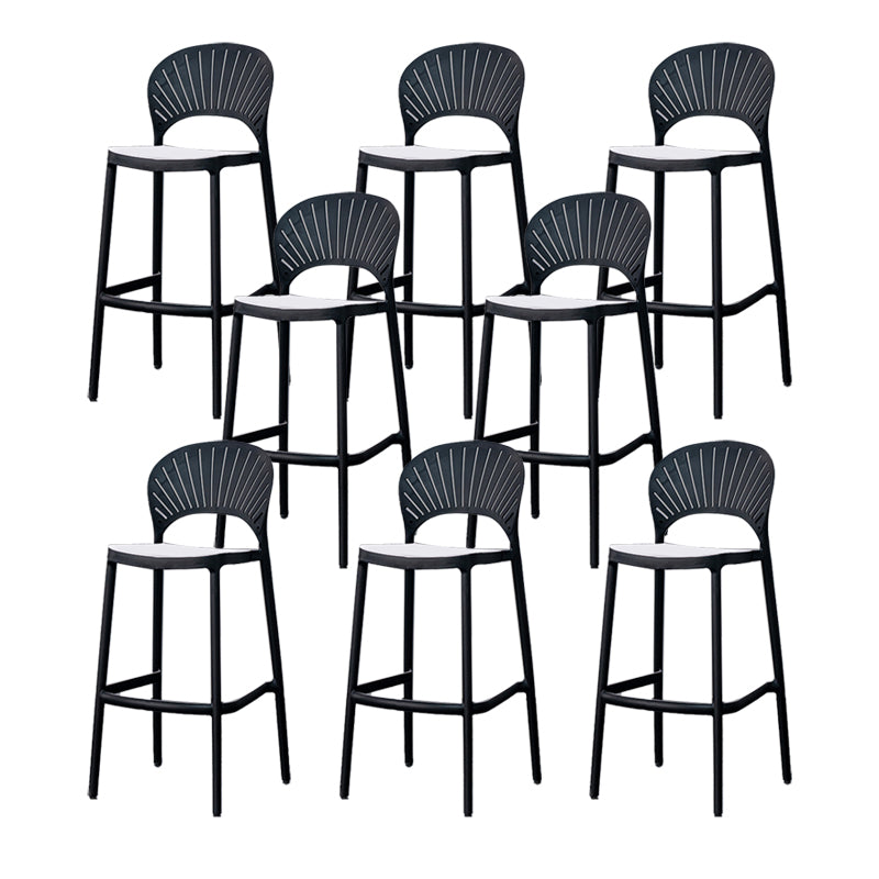 Backrest Armless Counter Stool Industrial Plastic Bar Stool with 4 Legs