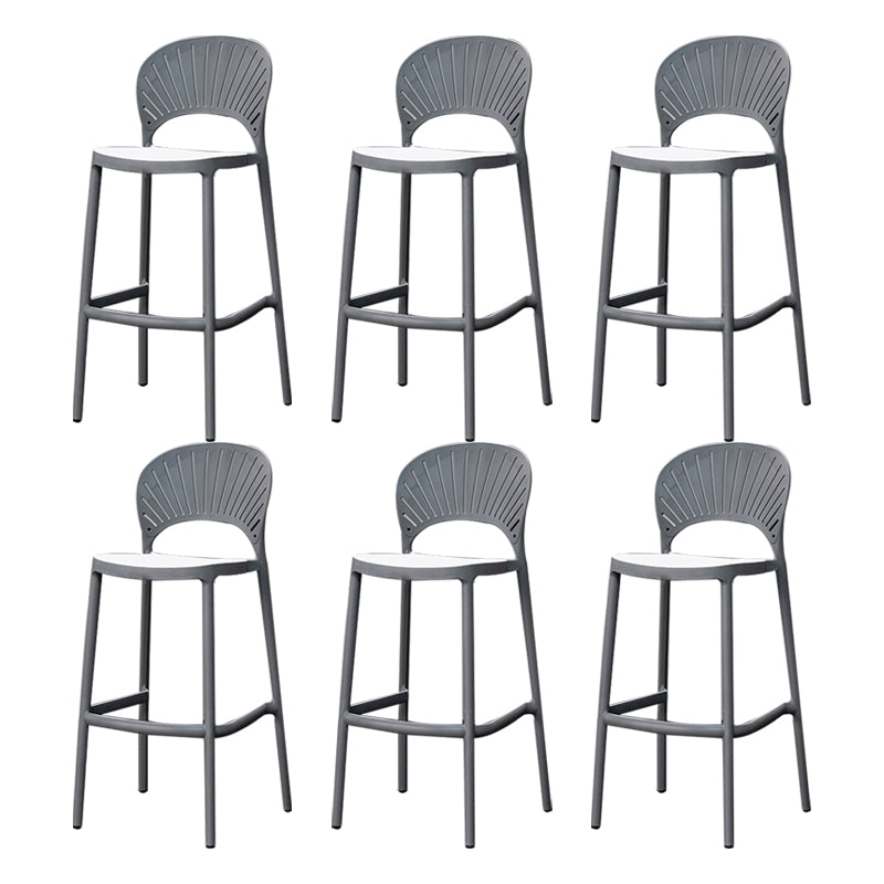 Backrest Armless Counter Stool Industrial Plastic Bar Stool with 4 Legs