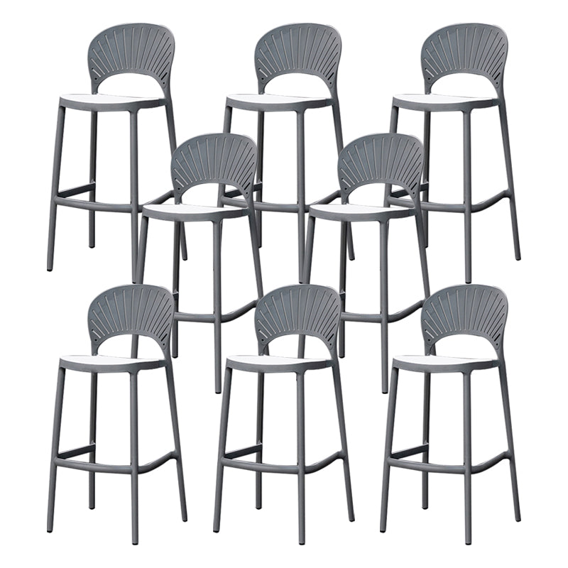 Backrest Armless Counter Stool Industrial Plastic Bar Stool with 4 Legs