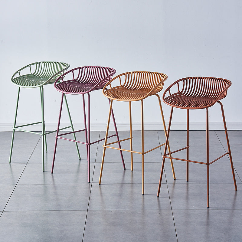 Industrial Backrest Armless Counter Stool Metal Cafe Bar Stool with 4 Legs