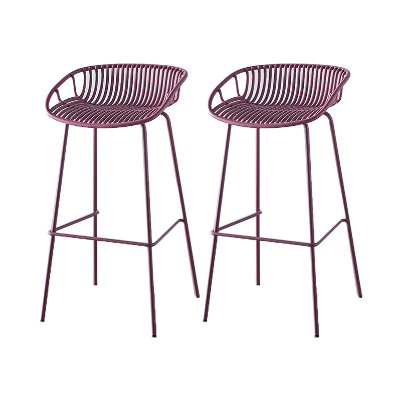 Industrial Backrest Armless Counter Stool Metal Cafe Bar Stool with 4 Legs