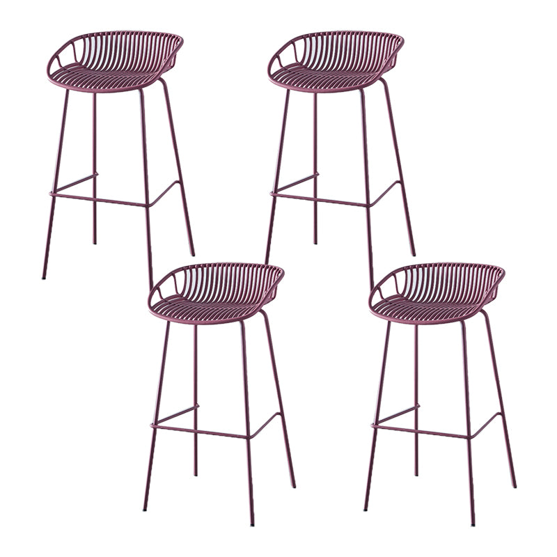 Industrial Backrest Armless Counter Stool Metal Cafe Bar Stool with 4 Legs