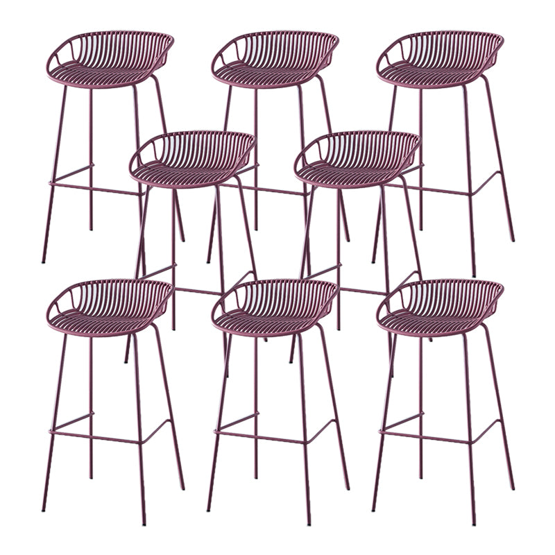 Industrial Backrest Armless Counter Stool Metal Cafe Bar Stool with 4 Legs
