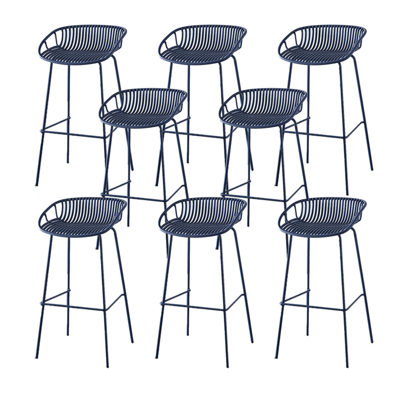 Industrial Backrest Armless Counter Stool Metal Cafe Bar Stool with 4 Legs