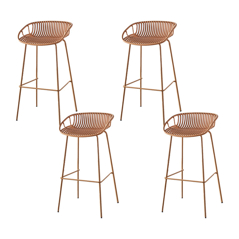 Industrial Backrest Armless Counter Stool Metal Cafe Bar Stool with 4 Legs