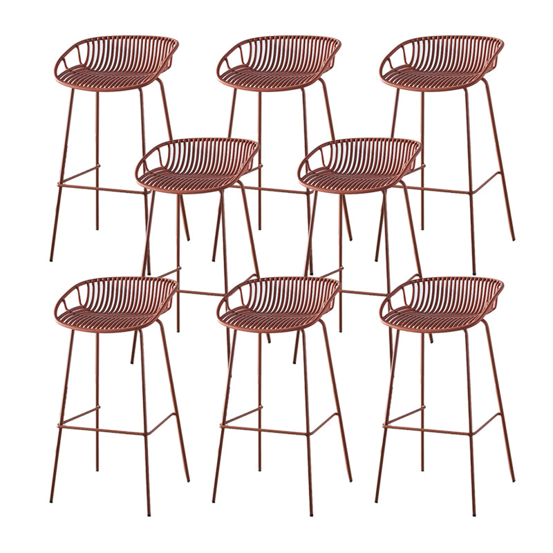 Industrial Backrest Armless Counter Stool Metal Cafe Bar Stool with 4 Legs