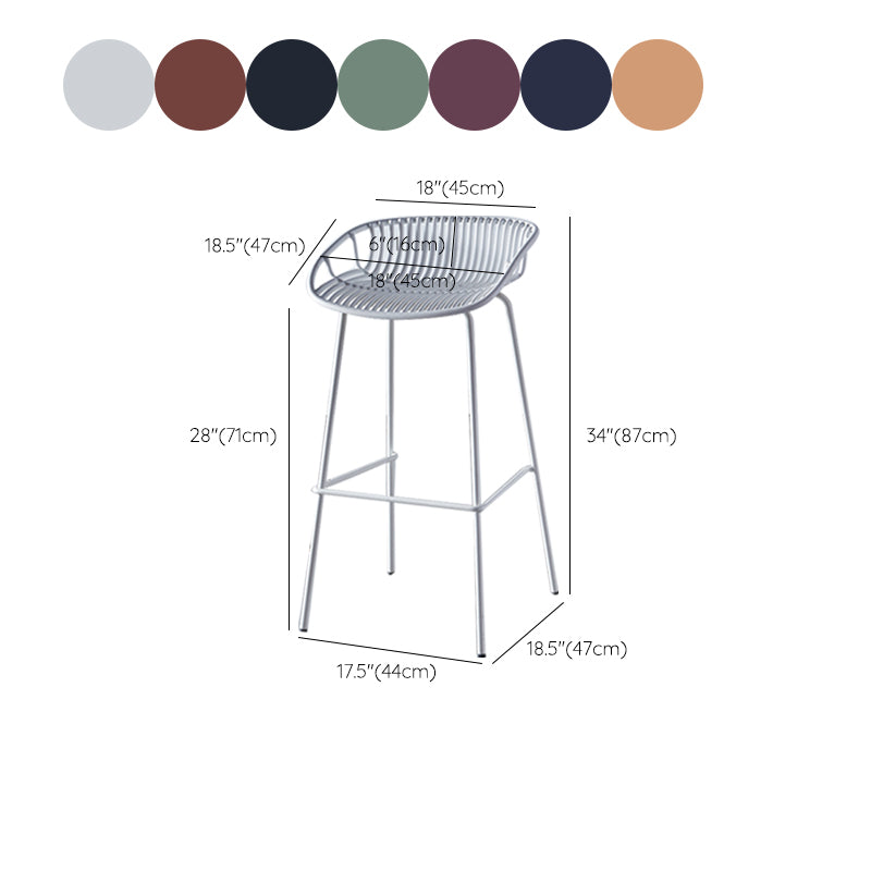 Industrial Backrest Armless Counter Stool Metal Cafe Bar Stool with 4 Legs