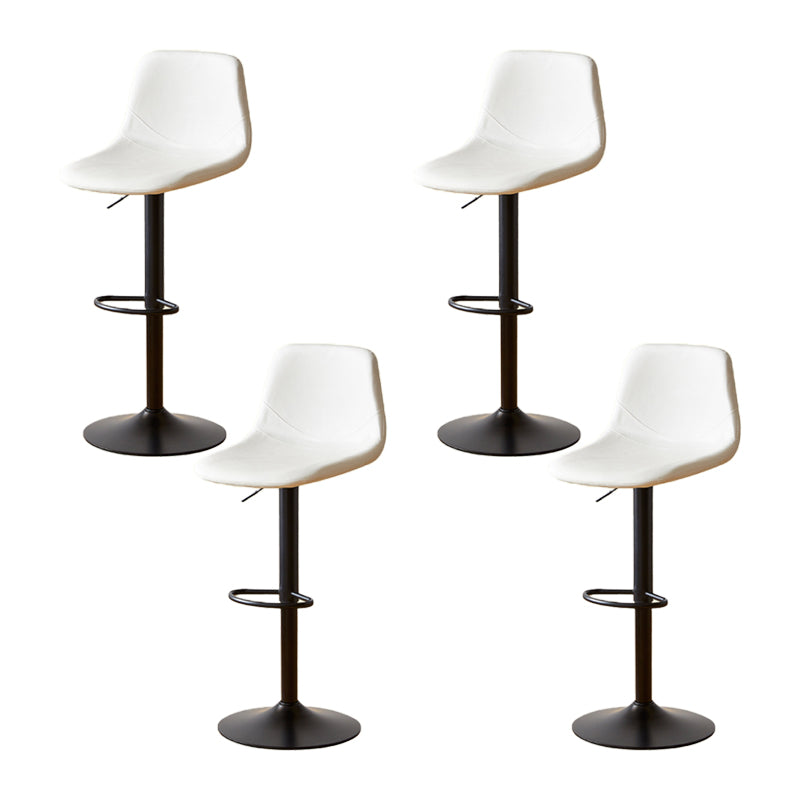 Industrial Backrest Armless Counter Stool Iron Adjustable Bar Stool with Leather Cushion