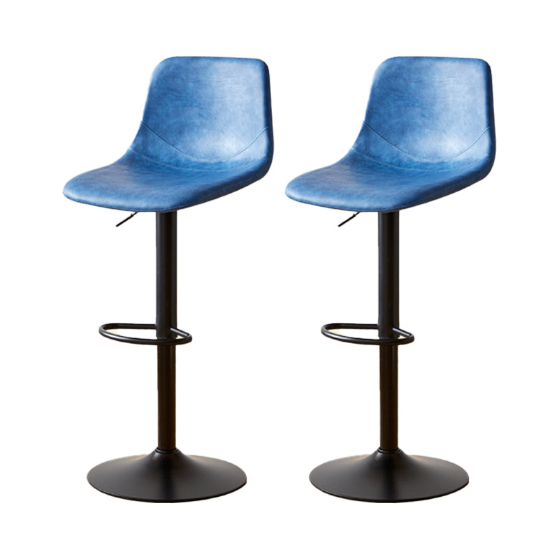 Industrial Backrest Armless Counter Stool Iron Adjustable Bar Stool with Leather Cushion