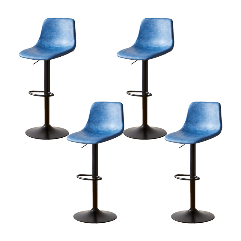 Industrial Backrest Armless Counter Stool Iron Adjustable Bar Stool with Leather Cushion