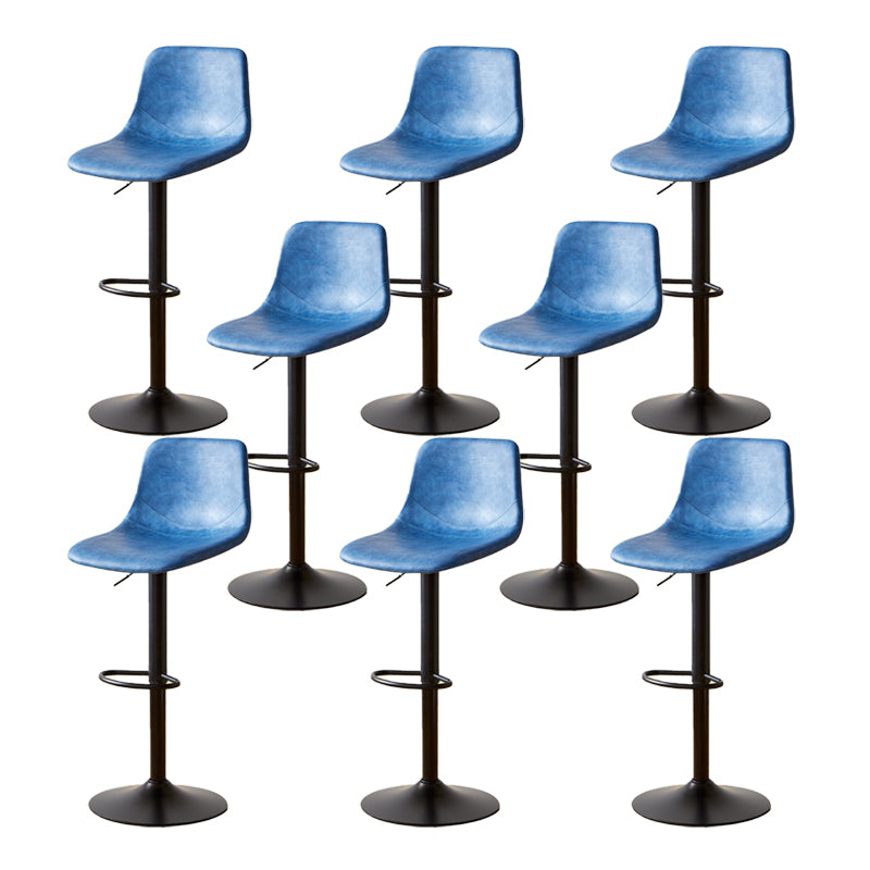 Industrial Backrest Armless Counter Stool Iron Adjustable Bar Stool with Leather Cushion