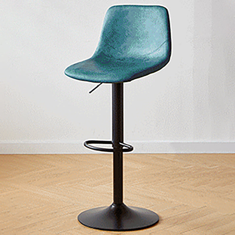 Industrial Backrest Armless Counter Stool Iron Adjustable Bar Stool with Leather Cushion