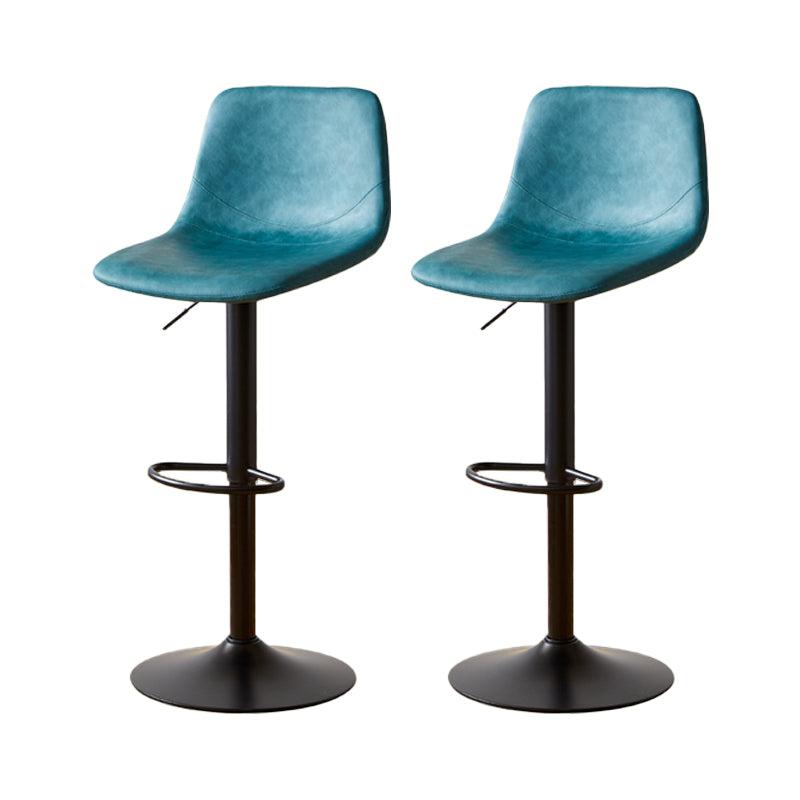 Industrial Backrest Armless Counter Stool Iron Adjustable Bar Stool with Leather Cushion