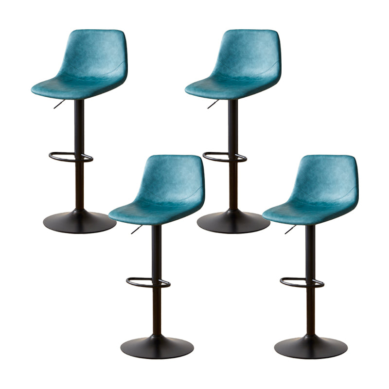 Industrial Backrest Armless Counter Stool Iron Adjustable Bar Stool with Leather Cushion