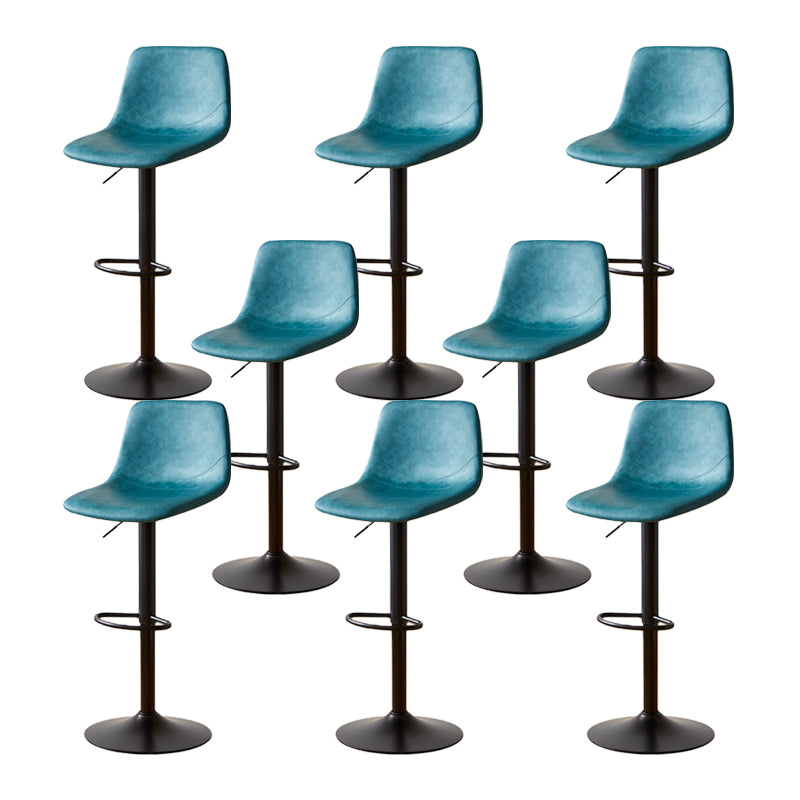 Industrial Backrest Armless Counter Stool Iron Adjustable Bar Stool with Leather Cushion