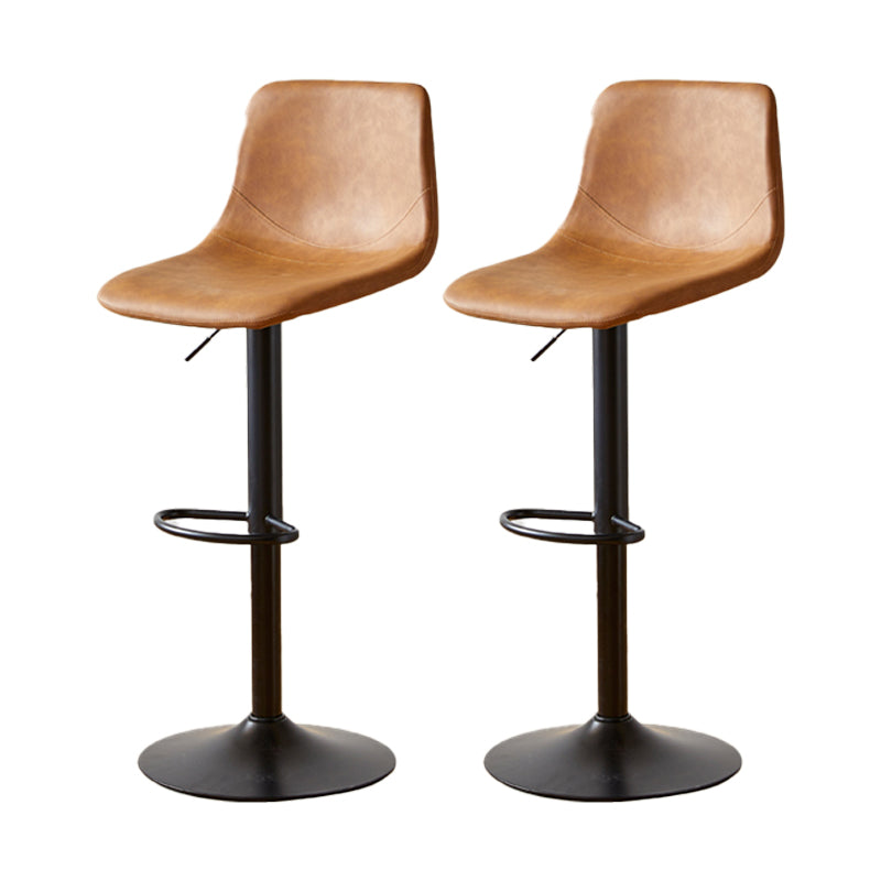 Industrial Backrest Armless Counter Stool Iron Adjustable Bar Stool with Leather Cushion