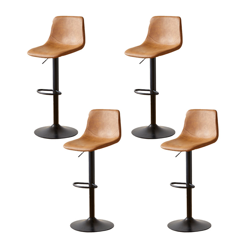 Industrial Backrest Armless Counter Stool Iron Adjustable Bar Stool with Leather Cushion