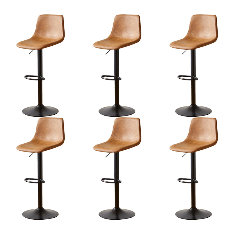 Industrial Backrest Armless Counter Stool Iron Adjustable Bar Stool with Leather Cushion