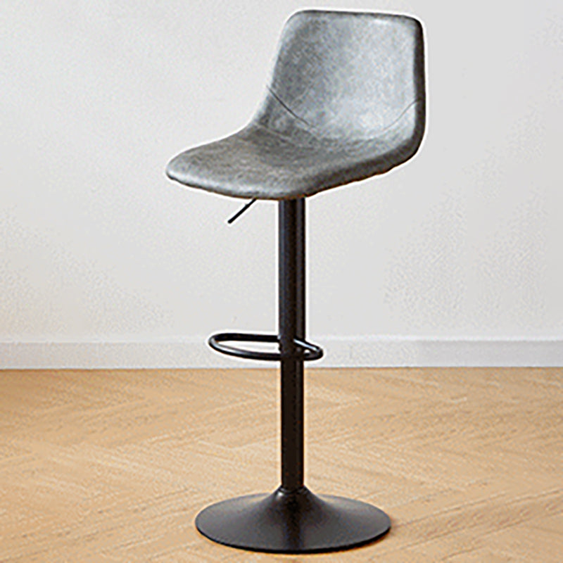 Industrial Backrest Armless Counter Stool Iron Adjustable Bar Stool with Leather Cushion