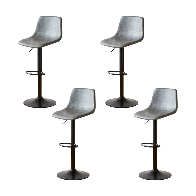 Industrial Backrest Armless Counter Stool Iron Adjustable Bar Stool with Leather Cushion