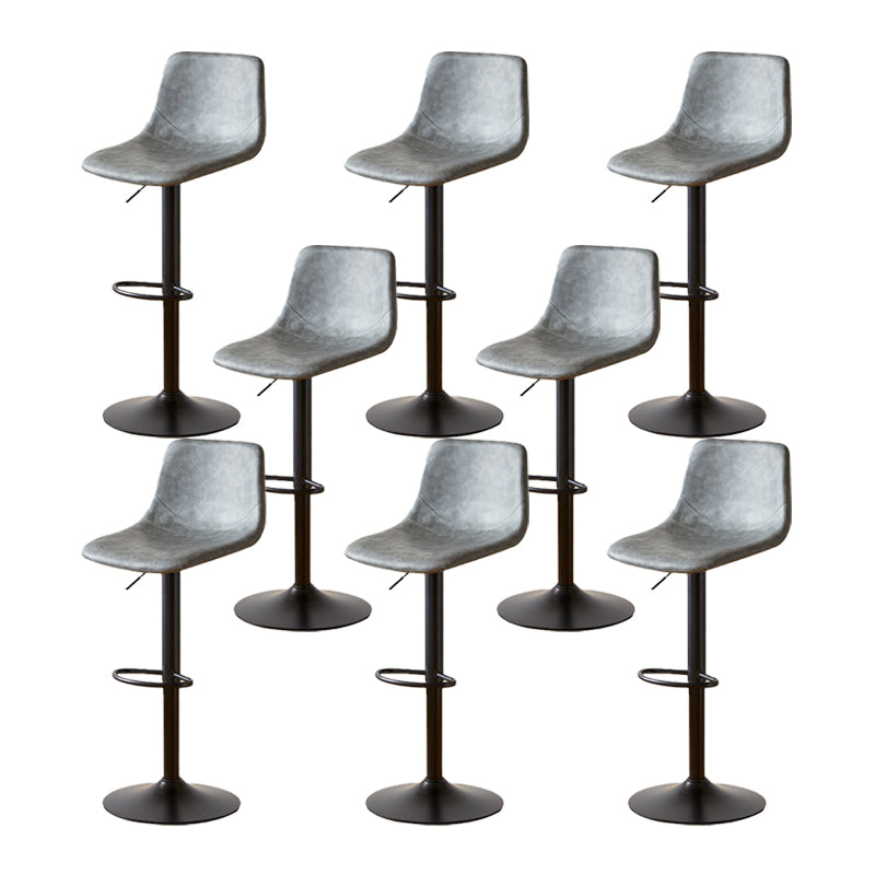 Industrial Backrest Armless Counter Stool Iron Adjustable Bar Stool with Leather Cushion