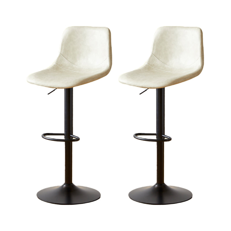 Industrial Backrest Armless Counter Stool Iron Adjustable Bar Stool with Leather Cushion