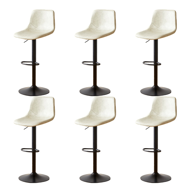 Industrial Backrest Armless Counter Stool Iron Adjustable Bar Stool with Leather Cushion