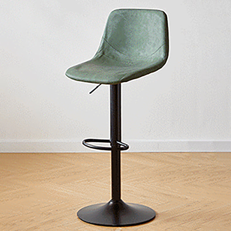 Industrial Backrest Armless Counter Stool Iron Adjustable Bar Stool with Leather Cushion