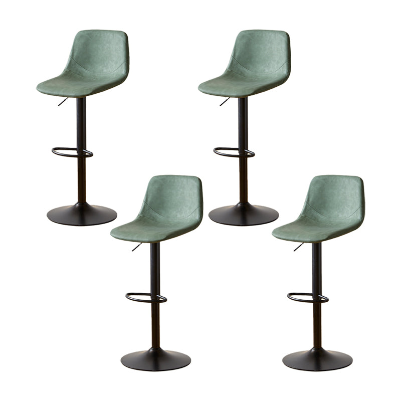 Industrial Backrest Armless Counter Stool Iron Adjustable Bar Stool with Leather Cushion