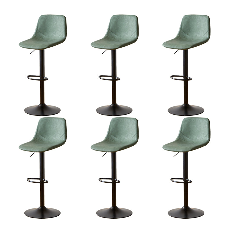 Industrial Backrest Armless Counter Stool Iron Adjustable Bar Stool with Leather Cushion