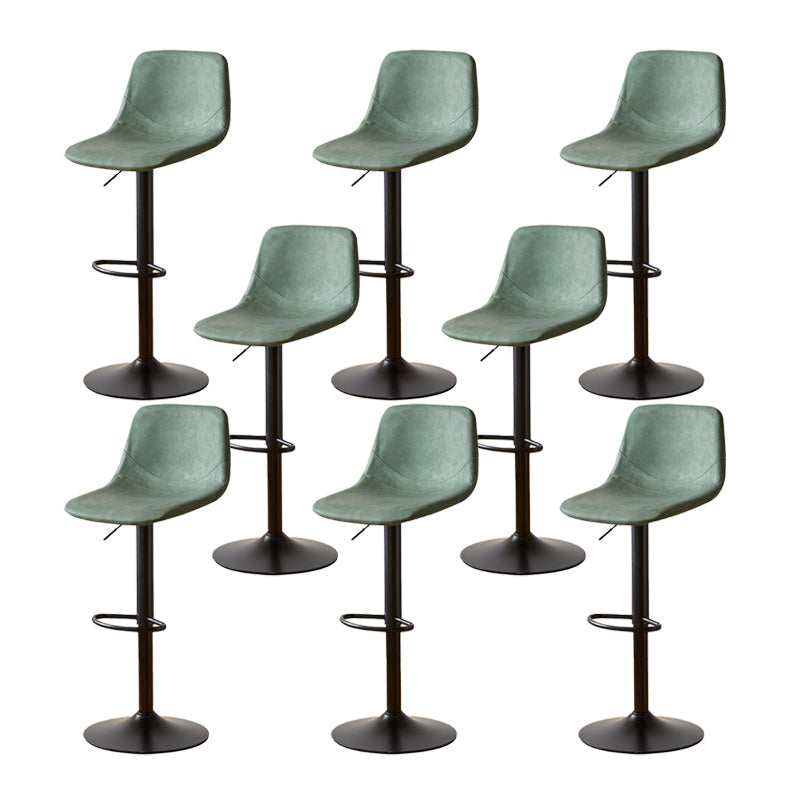 Industrial Backrest Armless Counter Stool Iron Adjustable Bar Stool with Leather Cushion