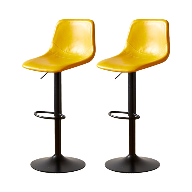 Industrial Backrest Armless Counter Stool Iron Adjustable Bar Stool with Leather Cushion