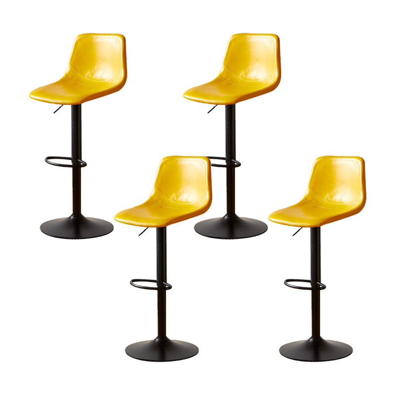 Industrial Backrest Armless Counter Stool Iron Adjustable Bar Stool with Leather Cushion