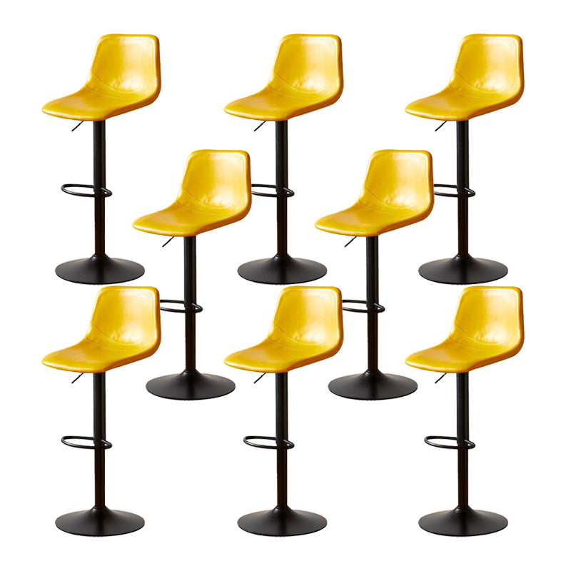 Industrial Backrest Armless Counter Stool Iron Adjustable Bar Stool with Leather Cushion