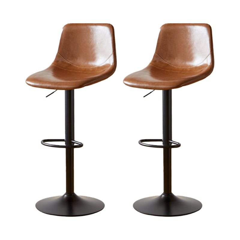 Industrial Backrest Armless Counter Stool Iron Adjustable Bar Stool with Leather Cushion