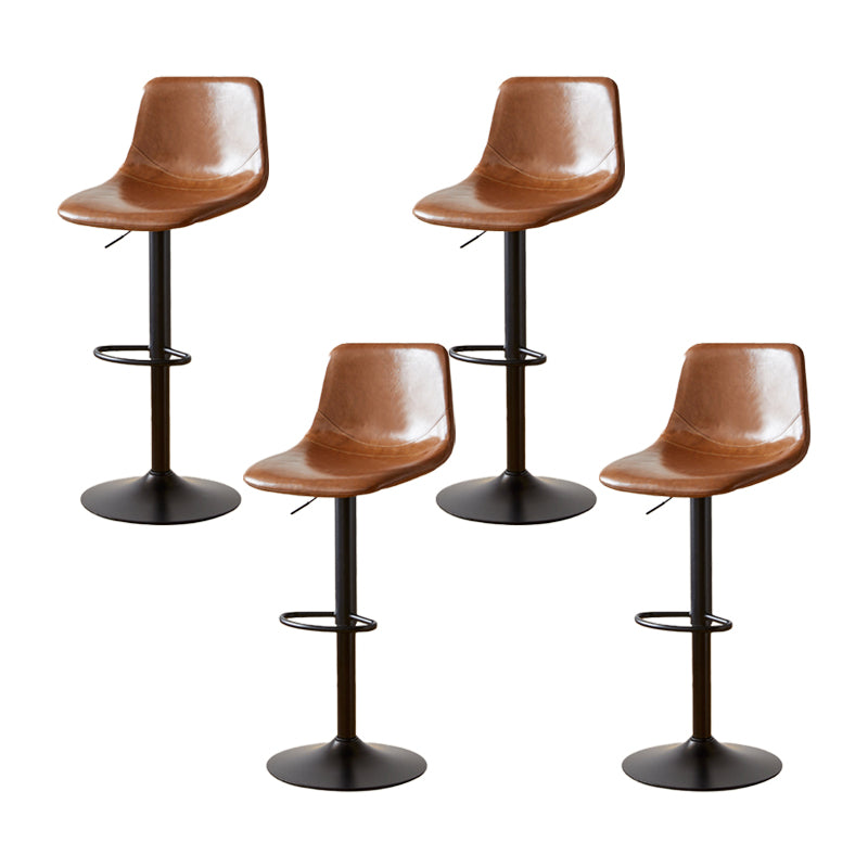 Industrial Backrest Armless Counter Stool Iron Adjustable Bar Stool with Leather Cushion