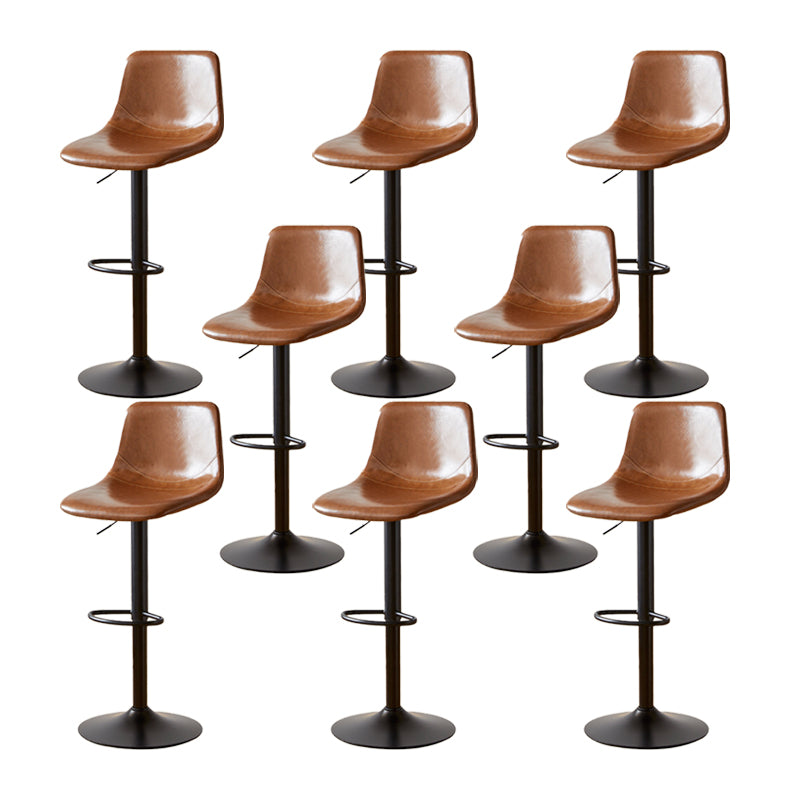 Industrial Backrest Armless Counter Stool Iron Adjustable Bar Stool with Leather Cushion
