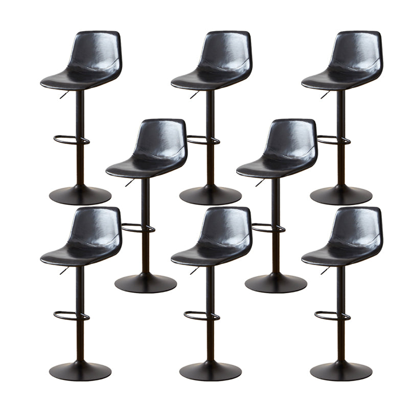 Industrial Backrest Armless Counter Stool Iron Adjustable Bar Stool with Leather Cushion