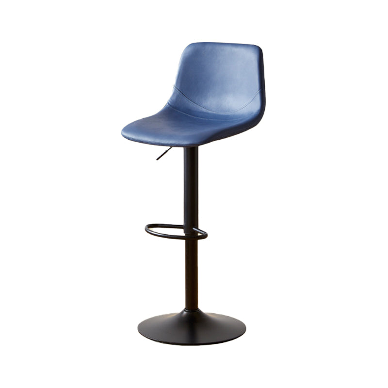 Industrial Backrest Armless Counter Stool Iron Adjustable Bar Stool with Leather Cushion