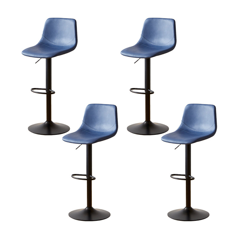 Industrial Backrest Armless Counter Stool Iron Adjustable Bar Stool with Leather Cushion