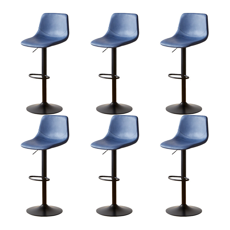 Industrial Backrest Armless Counter Stool Iron Adjustable Bar Stool with Leather Cushion