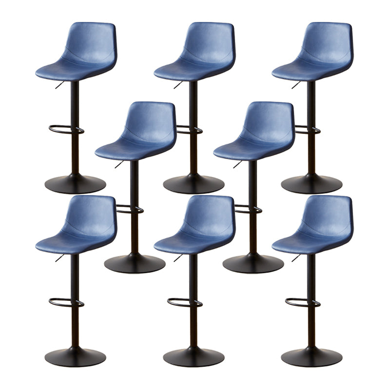 Industrial Backrest Armless Counter Stool Iron Adjustable Bar Stool with Leather Cushion