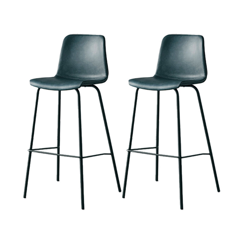 Modern Backrest Armless Counter Stool Metal Cafe Bar Stool with Leather Cushion