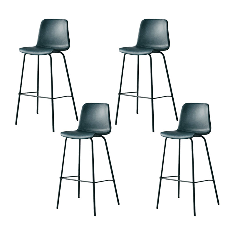 Modern Backrest Armless Counter Stool Metal Cafe Bar Stool with Leather Cushion