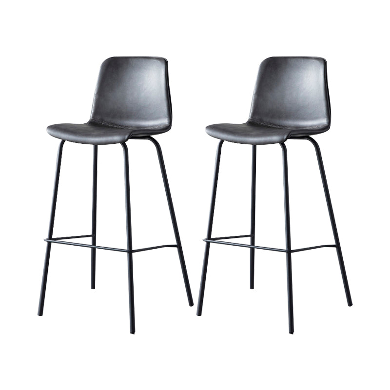Modern Backrest Armless Counter Stool Metal Cafe Bar Stool with Leather Cushion