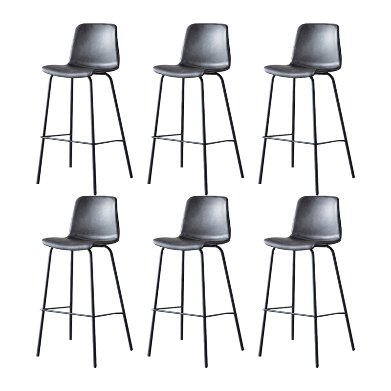 Modern Backrest Armless Counter Stool Metal Cafe Bar Stool with Leather Cushion
