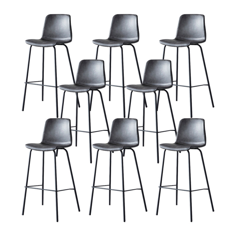 Modern Backrest Armless Counter Stool Metal Cafe Bar Stool with Leather Cushion