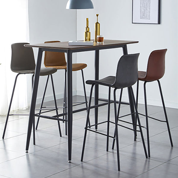 Modern Backrest Armless Counter Stool Metal Cafe Bar Stool with Leather Cushion